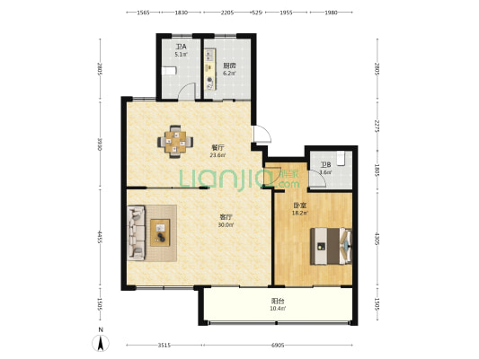 河北街153号 1室2厅2卫 113平方