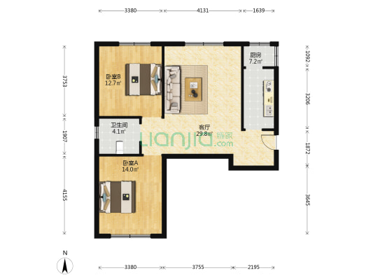 日盛园 2室1厅1卫 177平方