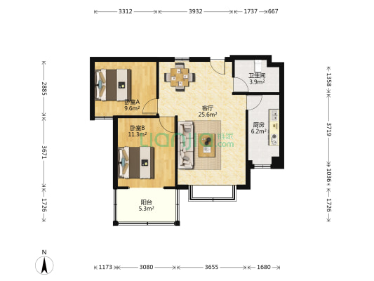 和丰城市花园 2室1厅1卫 92平方