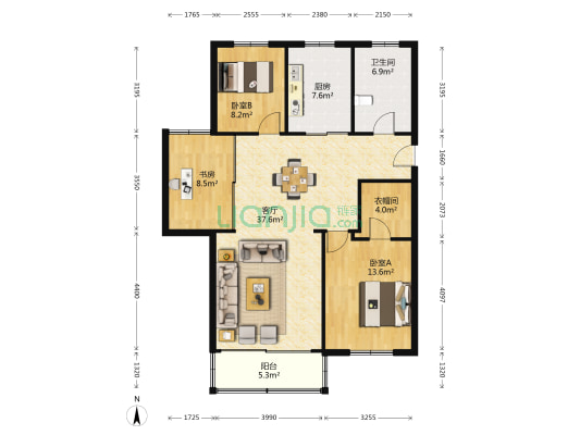老宅新村 3室1厅1卫 110平方