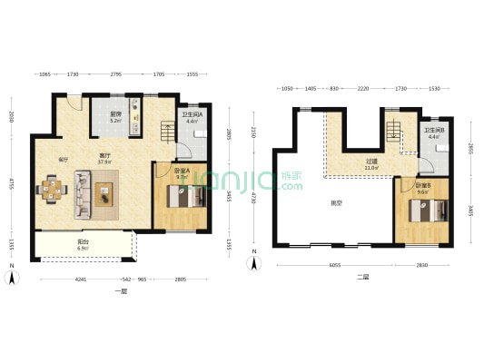 金地艺境 2室1厅2卫 121平方
