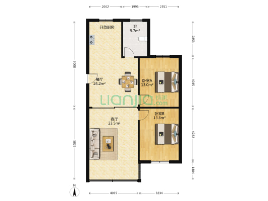 滚绣坊 2室2厅1卫 96平方