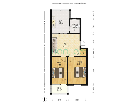 系马桩小区12号楼 2室1厅1卫 72平方