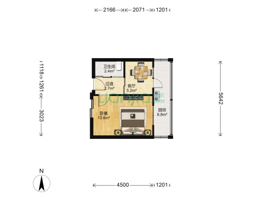 北六马路 1室1厅1卫 39平方