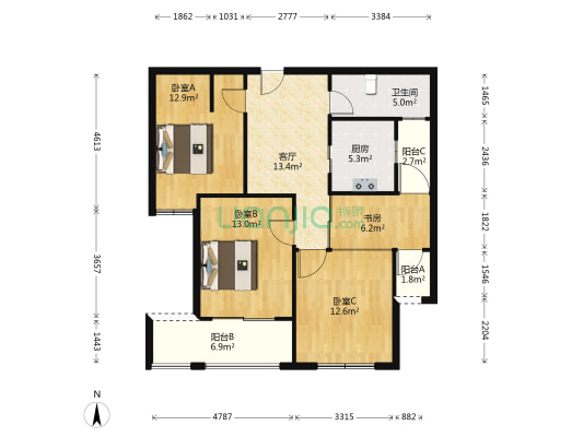 天祥华府 4室1厅1卫 88平方