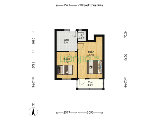无影山路123号 2室0厅1卫 42平方