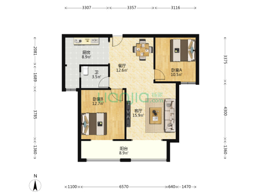盛世阡陌院一期 2室2厅1卫 102平方