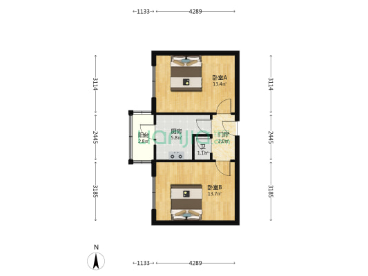 大炼油家属楼 2室0厅1卫 55平方
