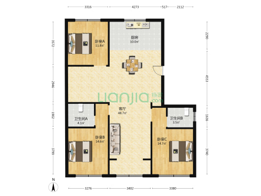 柳南村 3室1厅2卫 145平方