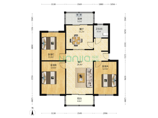 公路局家属院(颍河西路) 3室2厅1卫 103平方