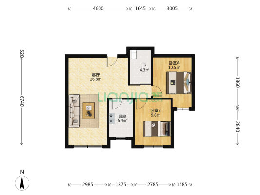 东安京誉府 2室1厅1卫 81平方