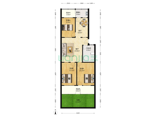 泰安市气象局宿舍 3室2厅1卫 96平方