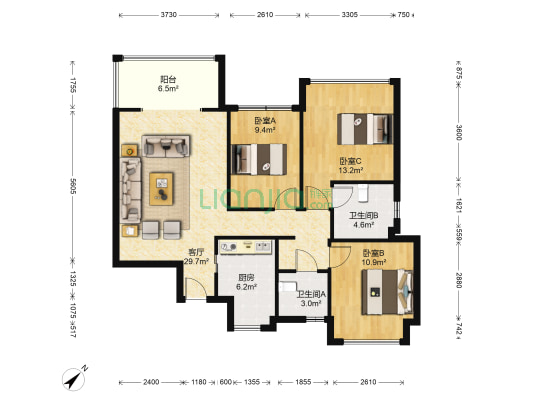 仙湖公馆 3室1厅2卫 99平方