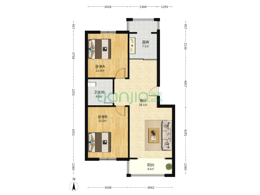 祥和景苑 2室1厅1卫 92平方