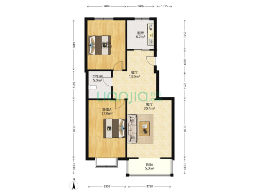房本满二，税费低，精装修，可拎包入住，交通便利-户型图