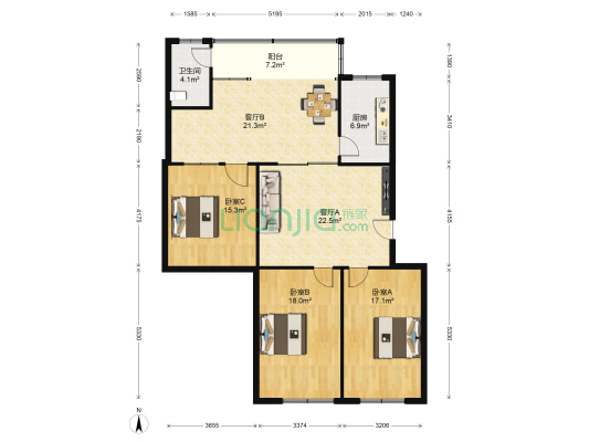 正西街146号 3室2厅1卫 126平方