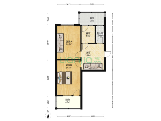 轴承厂家属院(轴北路) 2室2厅1卫 64平方
