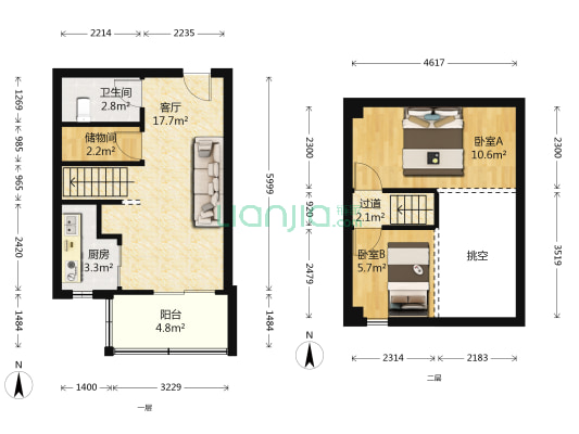 可乐公寓 2室1厅1卫 40平方