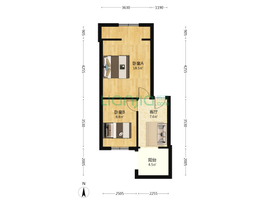 新新街二巷134号 2室1厅0卫 53平方
