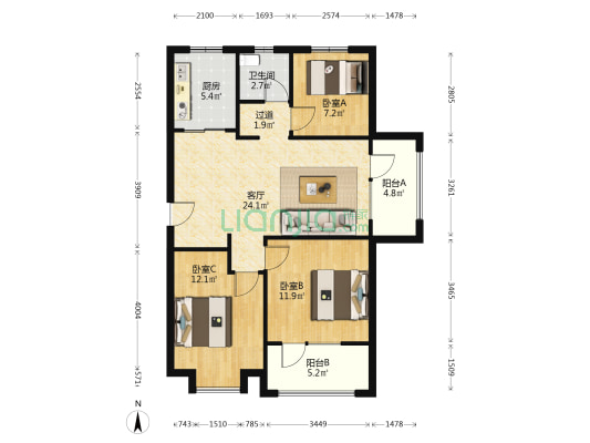 颐居朗诗紫熙府 3室1厅1卫 100平方