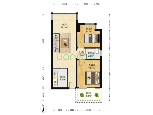 站西路 2室1厅1卫 61平方