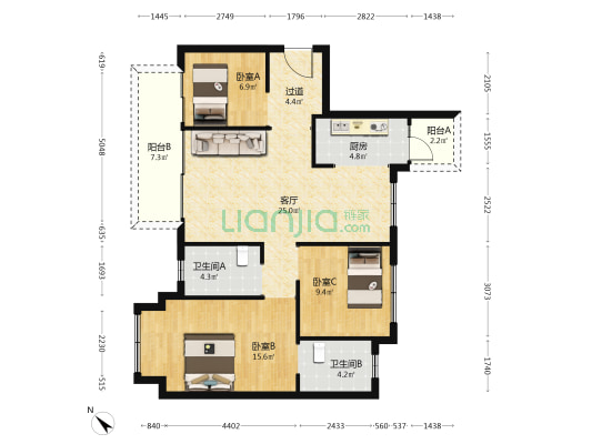 西溪里别院 3室1厅2卫 109平方