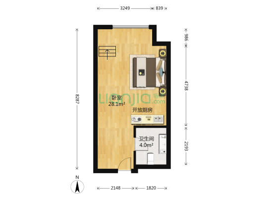 紫乐广场 1室0厅1卫 49平方