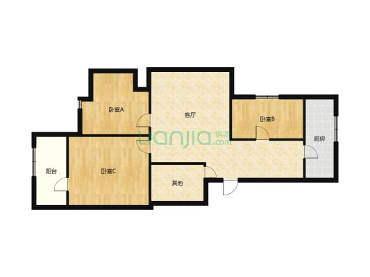 祥和家园步梯高层  120平3室2厅1卫-户型图