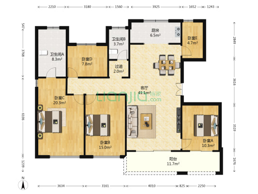 铂悦庐州府麓园 5室1厅2卫 158平方