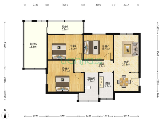 杨家东湾 3室1厅1卫 96平方