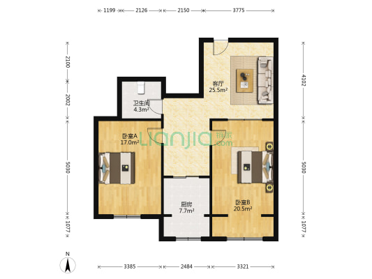 巨福园 2室1厅1卫 94平方