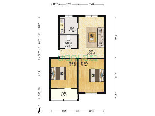 保安新村 2室1厅1卫 75平方