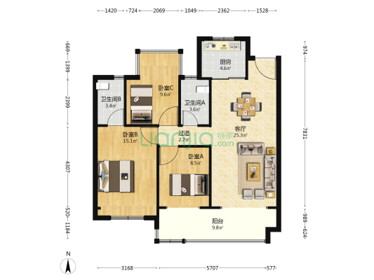 碧桂园宋都高铁小镇 3室1厅2卫 100平方