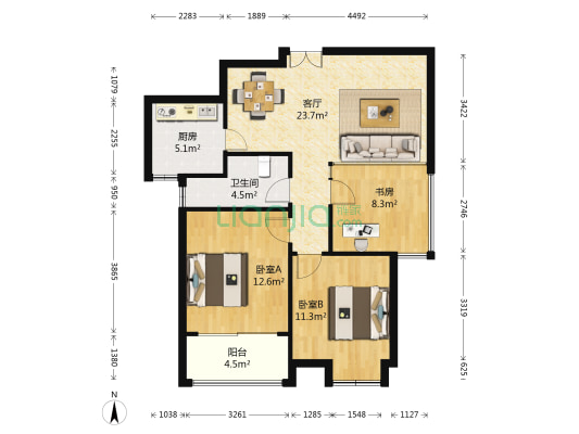 景秀丽都广场 3室1厅1卫 88平方