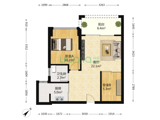 佳兆业茗萃园一期 2室1厅1卫 67平方