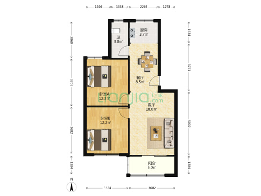 医科大学研究生公寓 2室2厅1卫 82平方