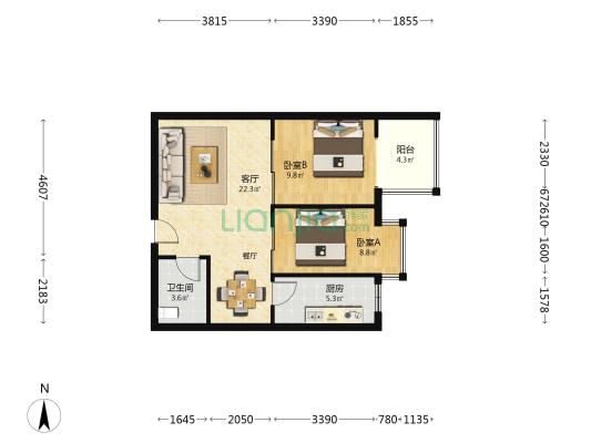 佳业广场 2室1厅1卫 73平方