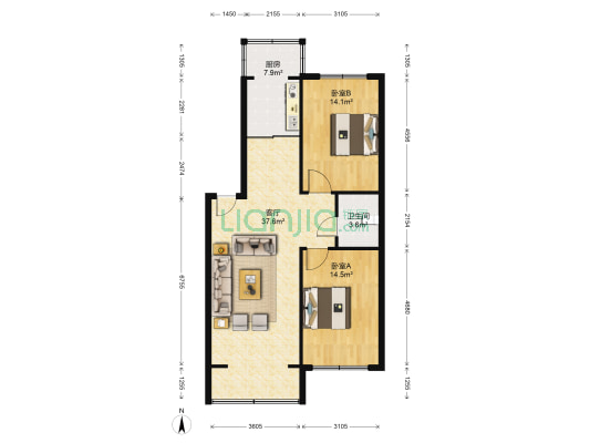 天菱家园 2室1厅1卫 100平方