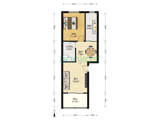嘉和乐园 1室2厅1卫 68平方