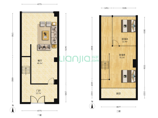 静安创展中心 2室1厅0卫 96平方