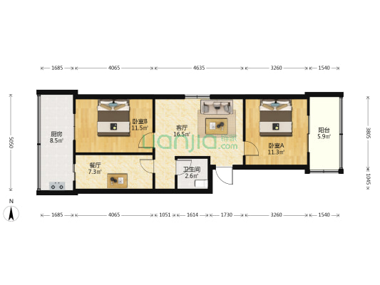 食品三厂宿舍 2室2厅1卫 79平方