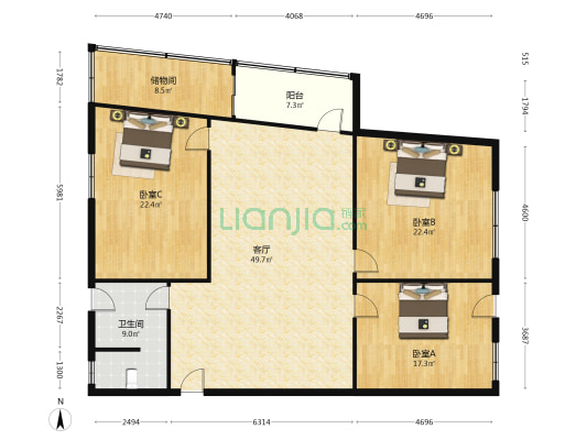 桂华楼小区 3室1厅1卫 161平方
