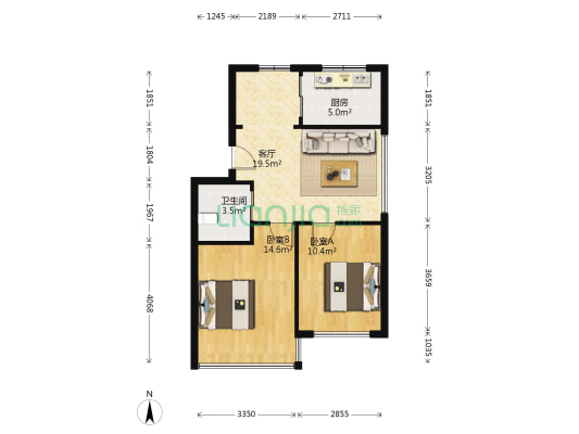 富华欣园北园 2室1厅1卫 70平方