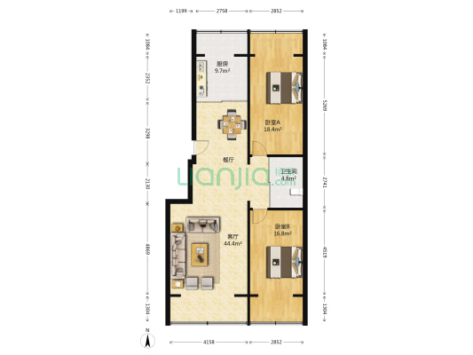 鑫兴君府 2室1厅1卫 118平方