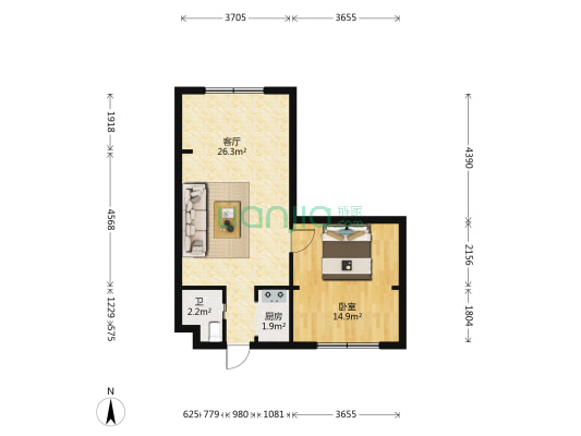金都国际广场 1室1厅1卫 65平方