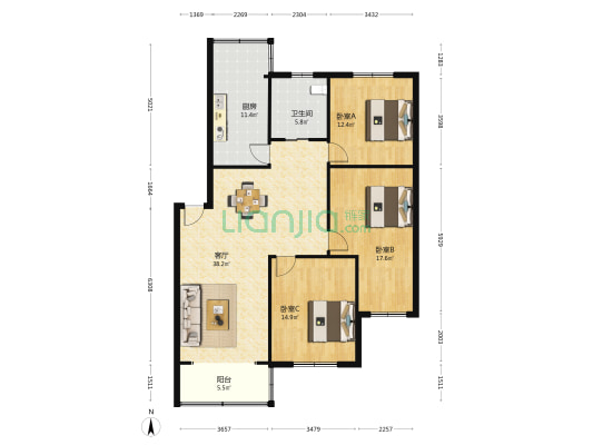 永清路337弄 3室1厅1卫 126平方