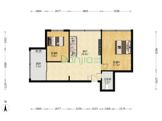 宝盛家园 2室1厅1卫 81平方