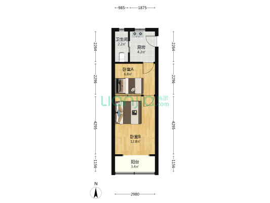 同济路60弄 2室0厅1卫 39平方