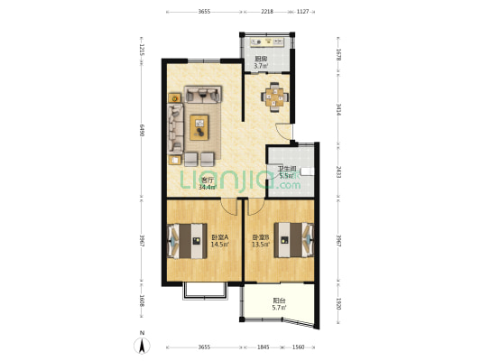 民康小区 2室1厅1卫 97平方