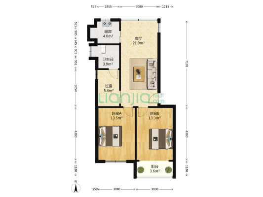 刺绣厂家属院 2室1厅1卫 66平方
